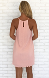 Pleated in pink shift dress