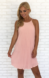 Pleated in pink shift dress